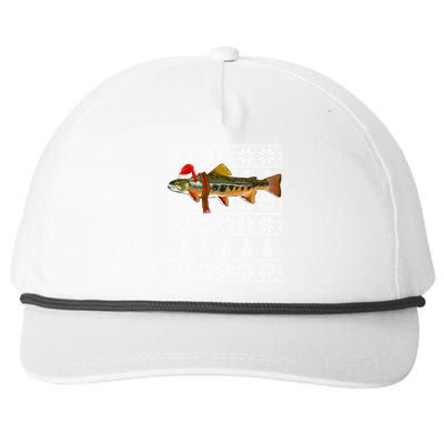 Fish Xmas Santa Hat Brook Trout Ugly Christmas Funny Gift Snapback Five-Panel Rope Hat