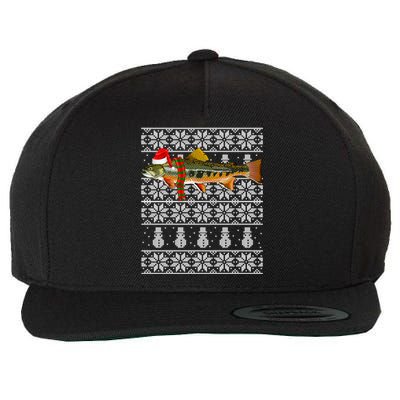 Fish Xmas Santa Hat Brook Trout Ugly Christmas Funny Gift Wool Snapback Cap