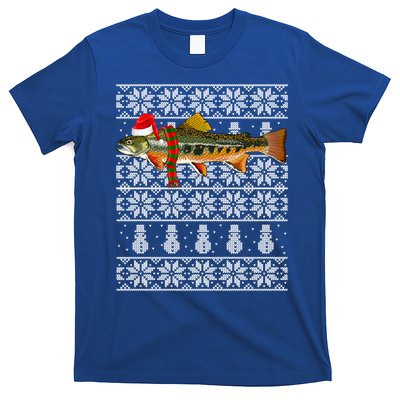 Fish Xmas Santa Hat Brook Trout Ugly Christmas Funny Gift T-Shirt