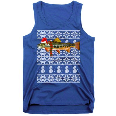 Fish Xmas Santa Hat Brook Trout Ugly Christmas Funny Gift Tank Top