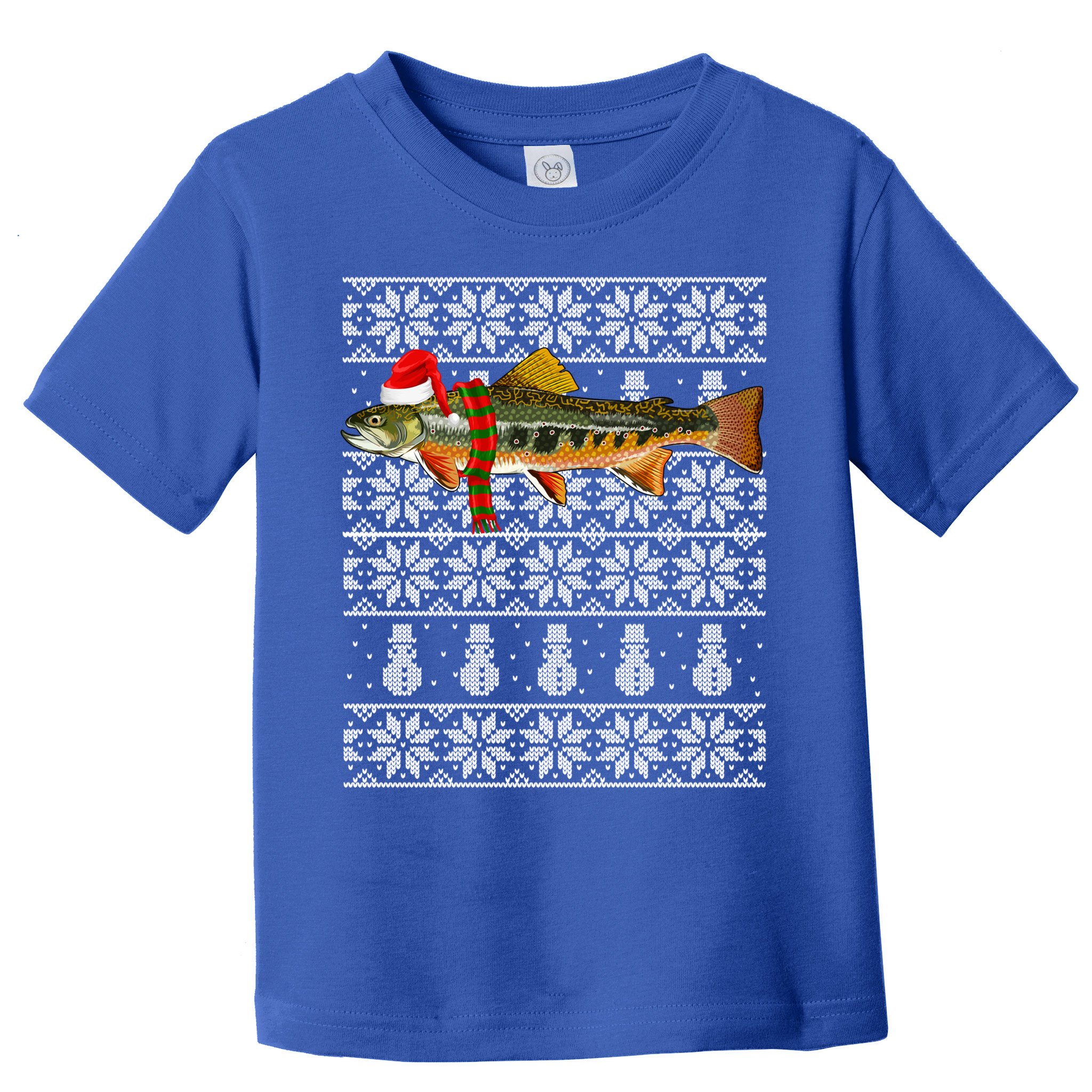 Fish Xmas Santa Hat Brook Trout Ugly Christmas Funny Gift Toddler T-Shirt