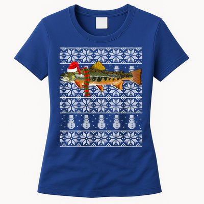Fish Xmas Santa Hat Brook Trout Ugly Christmas Funny Gift Womens T-Shirt