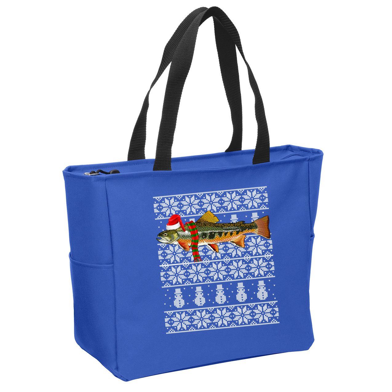 Fish Xmas Santa Hat Brook Trout Ugly Christmas Funny Gift Zip Tote Bag