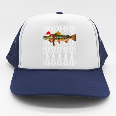 Fish Xmas Santa Hat Brook Trout Ugly Christmas Funny Gift Trucker Hat