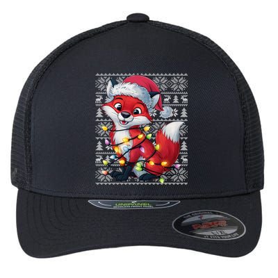 Fox Xmas Style Ugly Santa Fox Christmas Flexfit Unipanel Trucker Cap