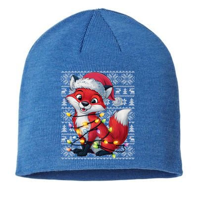 Fox Xmas Style Ugly Santa Fox Christmas Sustainable Beanie