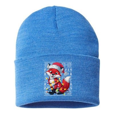 Fox Xmas Style Ugly Santa Fox Christmas Sustainable Knit Beanie