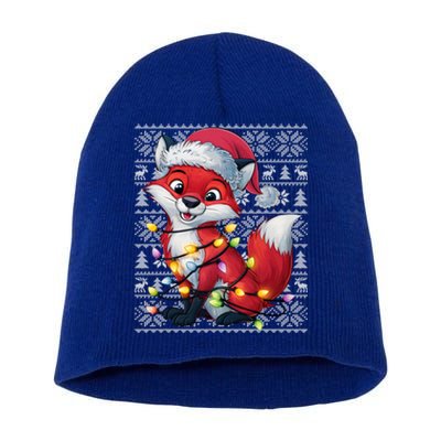 Fox Xmas Style Ugly Santa Fox Christmas Short Acrylic Beanie