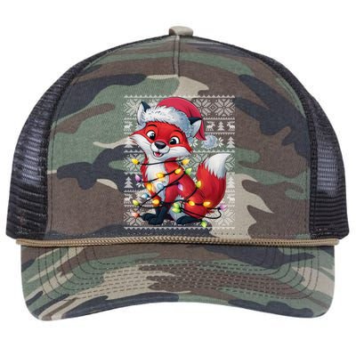 Fox Xmas Style Ugly Santa Fox Christmas Retro Rope Trucker Hat Cap