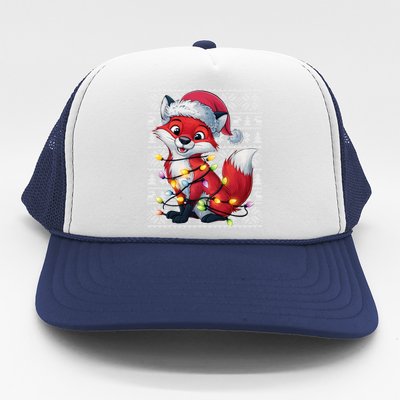 Fox Xmas Style Ugly Santa Fox Christmas Trucker Hat