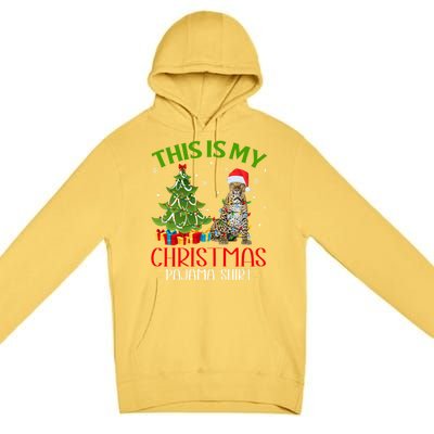 Funny Xmas Santa Lights This Is My Leopard Christmas Pajama Great Gift Premium Pullover Hoodie