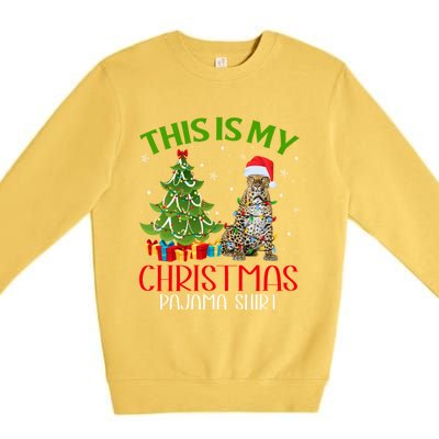 Funny Xmas Santa Lights This Is My Leopard Christmas Pajama Great Gift Premium Crewneck Sweatshirt