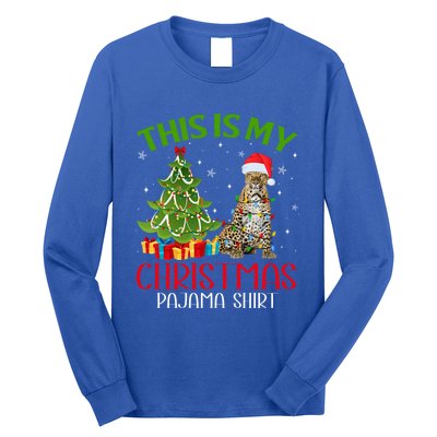 Funny Xmas Santa Lights This Is My Leopard Christmas Pajama Great Gift Long Sleeve Shirt