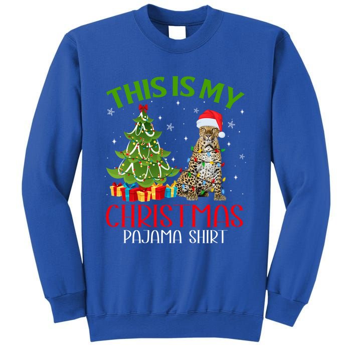 Funny Xmas Santa Lights This Is My Leopard Christmas Pajama Great Gift Sweatshirt