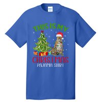 Funny Xmas Santa Lights This Is My Leopard Christmas Pajama Great Gift Tall T-Shirt