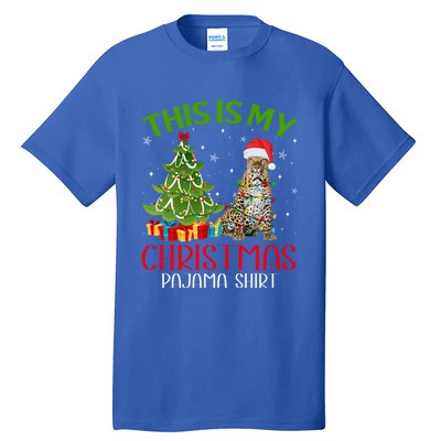 Funny Xmas Santa Lights This Is My Leopard Christmas Pajama Great Gift Tall T-Shirt