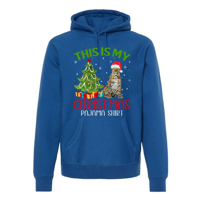 Funny Xmas Santa Lights This Is My Leopard Christmas Pajama Great Gift Premium Hoodie