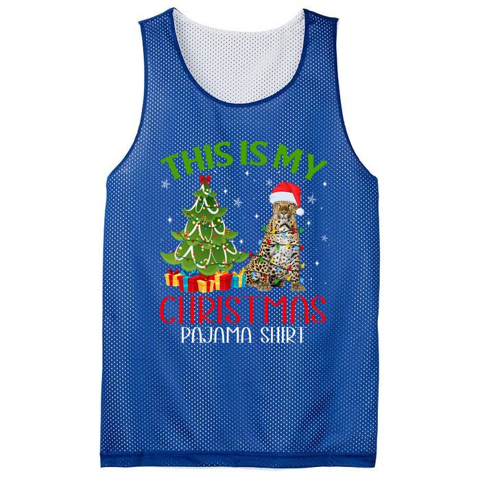 Funny Xmas Santa Lights This Is My Leopard Christmas Pajama Great Gift Mesh Reversible Basketball Jersey Tank