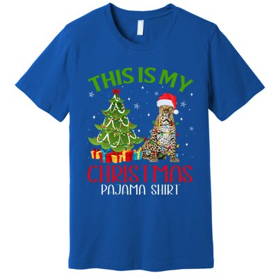 Funny Xmas Santa Lights This Is My Leopard Christmas Pajama Great Gift Premium T-Shirt