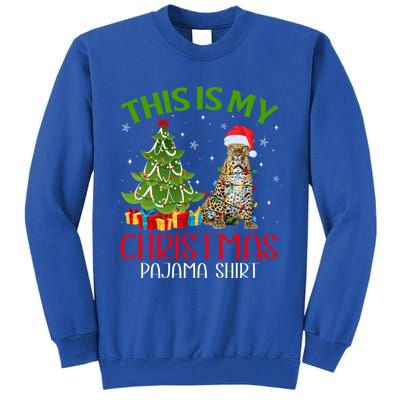 Funny Xmas Santa Lights This Is My Leopard Christmas Pajama Great Gift Tall Sweatshirt