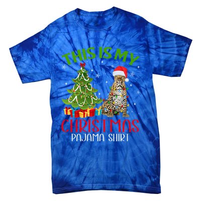 Funny Xmas Santa Lights This Is My Leopard Christmas Pajama Great Gift Tie-Dye T-Shirt