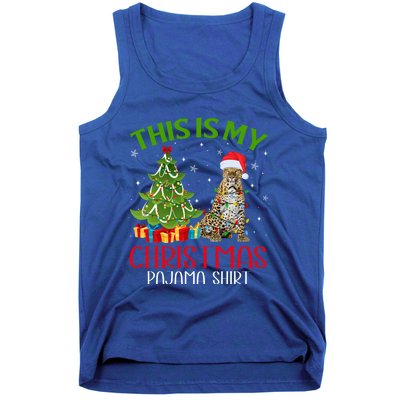 Funny Xmas Santa Lights This Is My Leopard Christmas Pajama Great Gift Tank Top