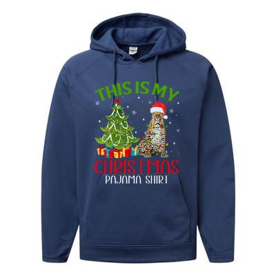 Funny Xmas Santa Lights This Is My Leopard Christmas Pajama Great Gift Performance Fleece Hoodie