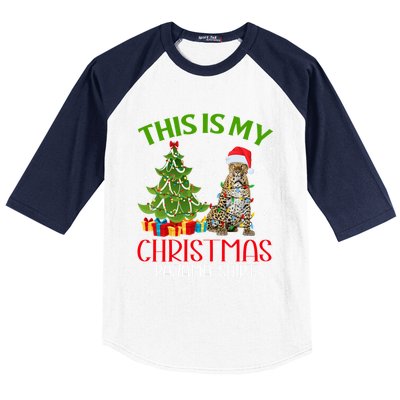 Funny Xmas Santa Lights This Is My Leopard Christmas Pajama Great Gift Baseball Sleeve Shirt