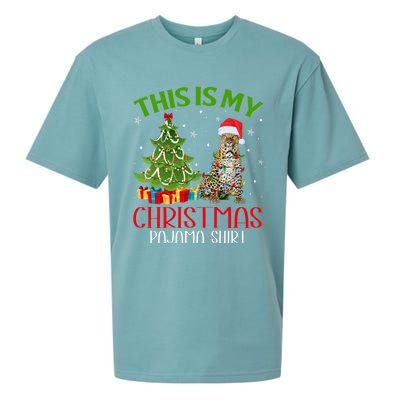 Funny Xmas Santa Lights This Is My Leopard Christmas Pajama Great Gift Sueded Cloud Jersey T-Shirt