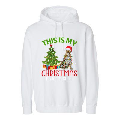 Funny Xmas Santa Lights This Is My Leopard Christmas Pajama Great Gift Garment-Dyed Fleece Hoodie