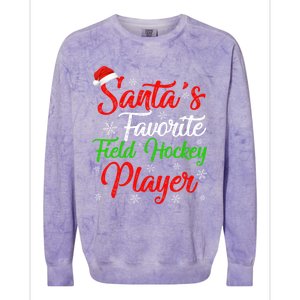 Funny Xmas Santas Favorite Field Hockey Player Christmas Funny Gift Colorblast Crewneck Sweatshirt