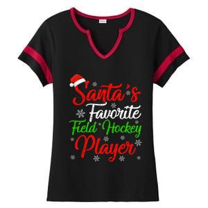 Funny Xmas Santas Favorite Field Hockey Player Christmas Funny Gift Ladies Halftime Notch Neck Tee