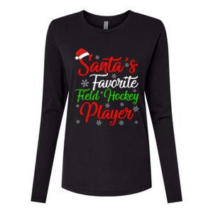 Funny Xmas Santas Favorite Field Hockey Player Christmas Funny Gift Womens Cotton Relaxed Long Sleeve T-Shirt