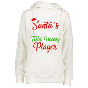 Funny Xmas Santas Favorite Field Hockey Player Christmas Funny Gift Womens Funnel Neck Pullover Hood