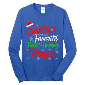 Funny Xmas Santas Favorite Field Hockey Player Christmas Funny Gift Tall Long Sleeve T-Shirt