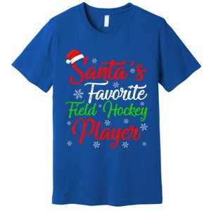 Funny Xmas Santas Favorite Field Hockey Player Christmas Funny Gift Premium T-Shirt