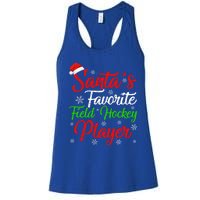 Funny Xmas Santas Favorite Field Hockey Player Christmas Funny Gift Women's Racerback Tank