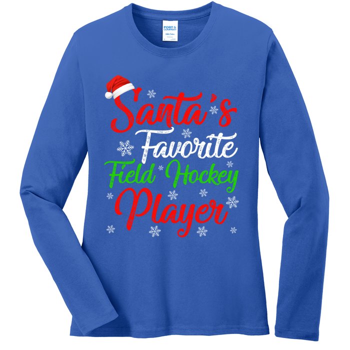 Funny Xmas Santas Favorite Field Hockey Player Christmas Funny Gift Ladies Long Sleeve Shirt