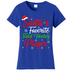 Funny Xmas Santas Favorite Field Hockey Player Christmas Funny Gift Women's T-Shirt