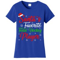 Funny Xmas Santas Favorite Field Hockey Player Christmas Funny Gift Women's T-Shirt