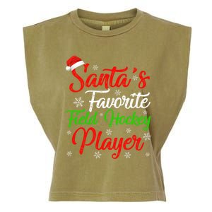 Funny Xmas Santas Favorite Field Hockey Player Christmas Funny Gift Garment-Dyed Women's Muscle Tee