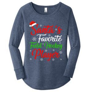 Funny Xmas Santas Favorite Field Hockey Player Christmas Funny Gift Women's Perfect Tri Tunic Long Sleeve Shirt