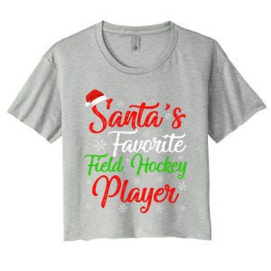 Funny Xmas Santas Favorite Field Hockey Player Christmas Funny Gift Women's Crop Top Tee