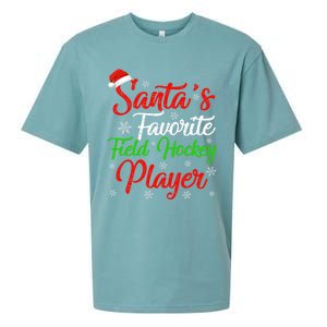 Funny Xmas Santas Favorite Field Hockey Player Christmas Funny Gift Sueded Cloud Jersey T-Shirt