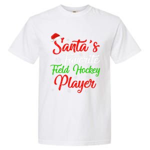 Funny Xmas Santas Favorite Field Hockey Player Christmas Funny Gift Garment-Dyed Heavyweight T-Shirt