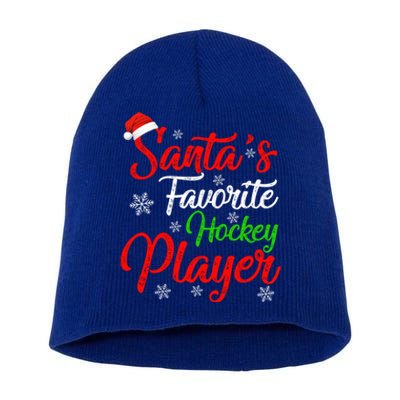 Funny Xmas Santas Favorite Hockey Player Christmas Gift Short Acrylic Beanie