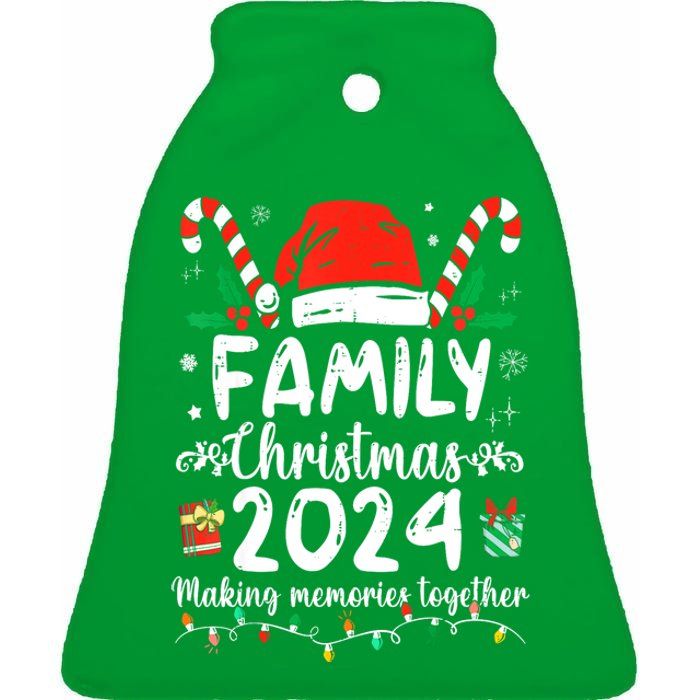 Funny Xmas Squad Santa Elf Family Christmas 2024 Matching Gift Ceramic Bell Ornament