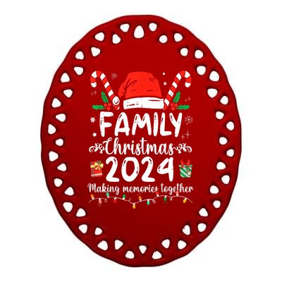 Funny Xmas Squad Santa Elf Family Christmas 2024 Matching Gift Ceramic Oval Ornament