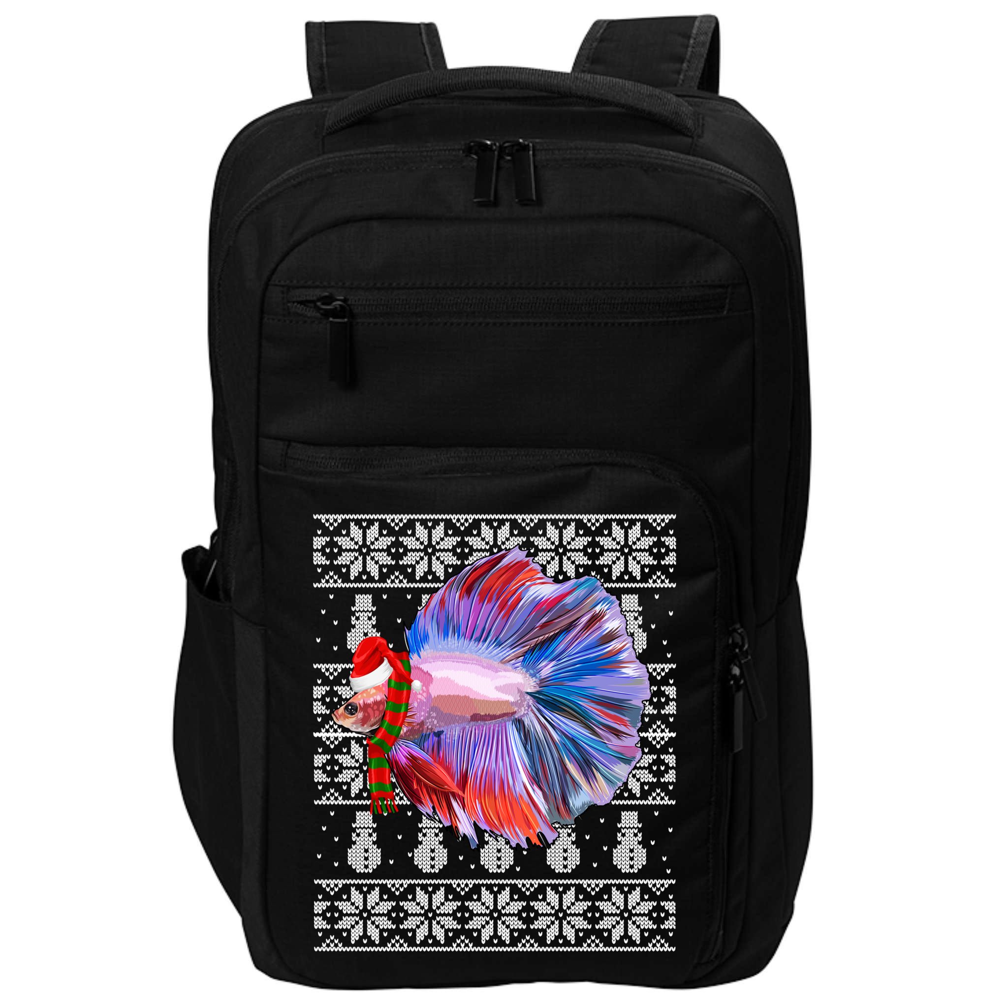 Fish Xmas Santa Hat Betta Fish Ugly Christmas Gift Impact Tech Backpack
