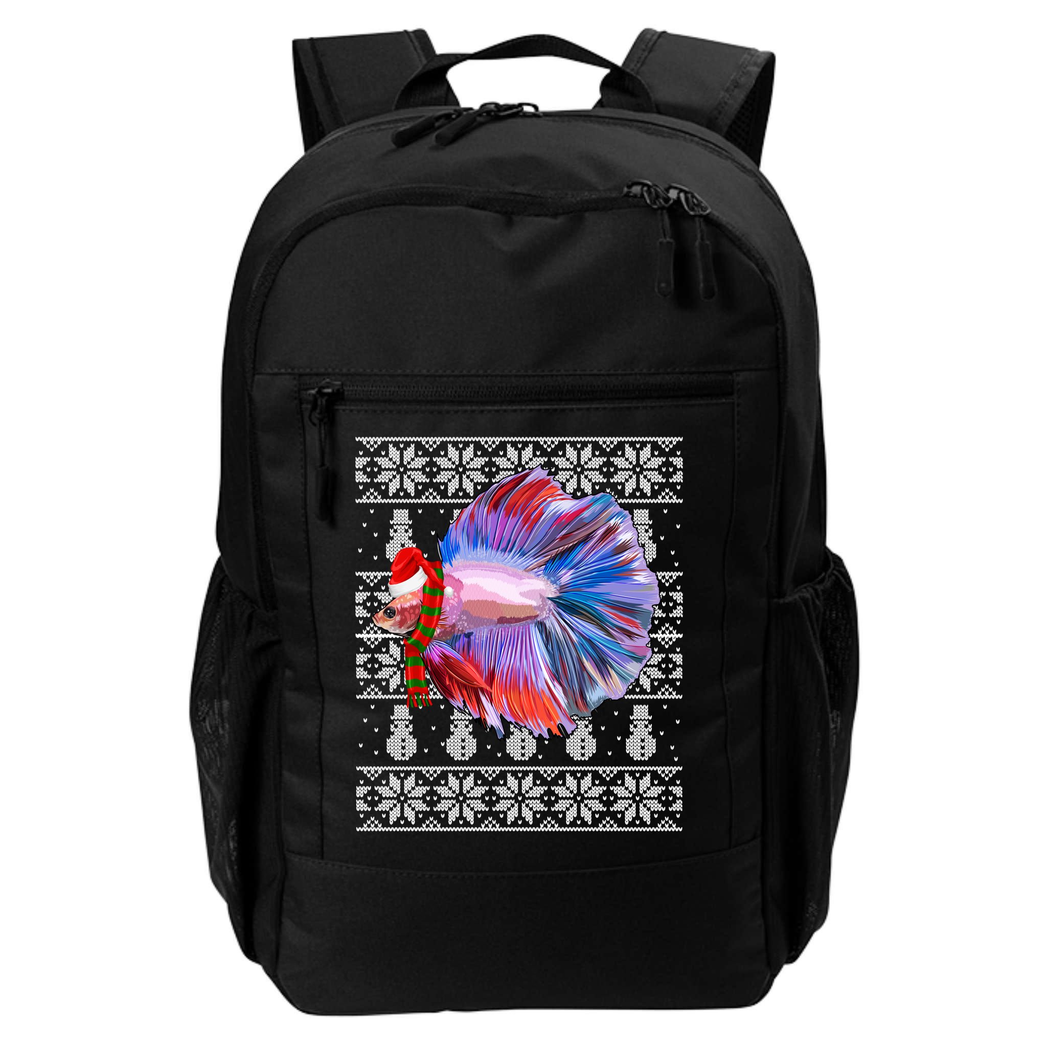 Fish Xmas Santa Hat Betta Fish Ugly Christmas Gift Backpack